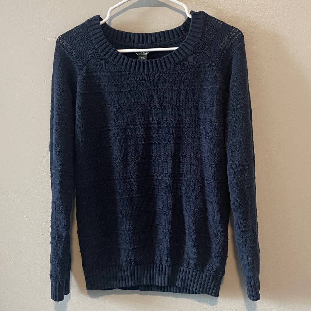 Roots Canada Navy Textured Cotton Blend Sweater Women’s Size L